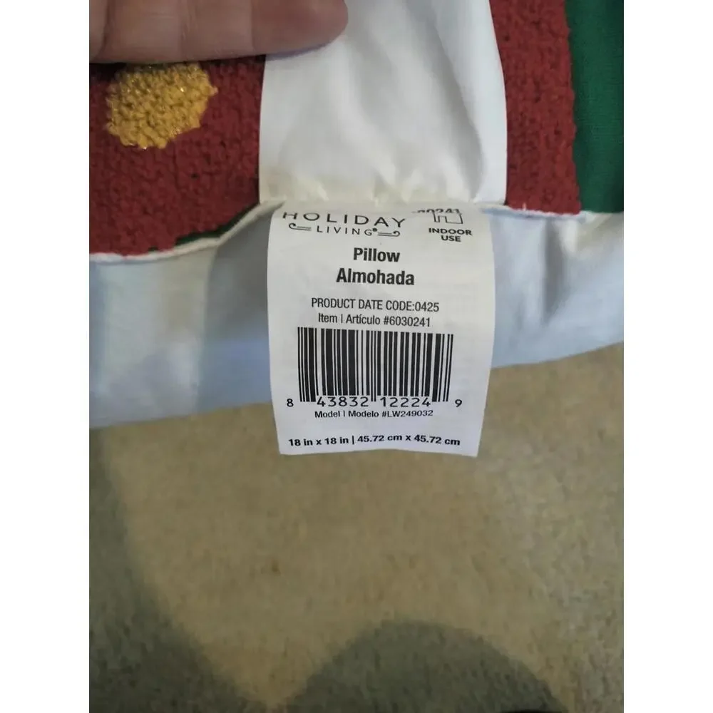 Holiday Living Christmas 18-in‎ x 18-in Multi Square Indoor Decorative Pillow